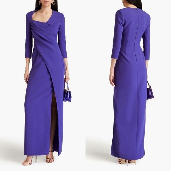 NWT Safiyaa Pleated Front Wrap Skirt 3/4 Sleeve Ayanna Long Dress Spectrum Sz 6 - Picture 1 of 9